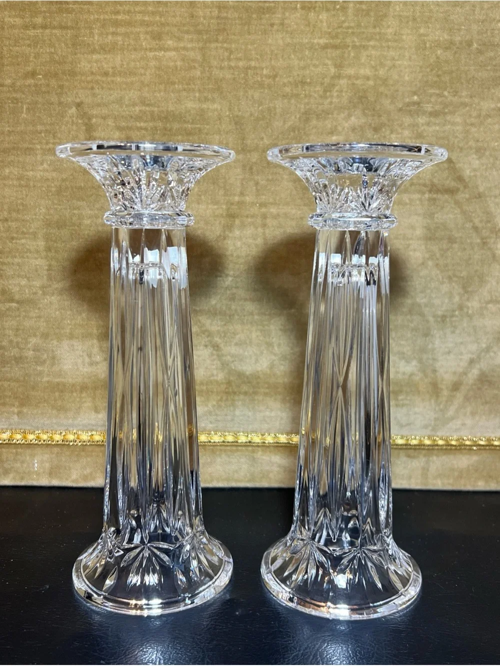Princess House #730 Two/2 Lead Crystal Candlesticks Bud Vase Vtg Germany 7 3/4”
